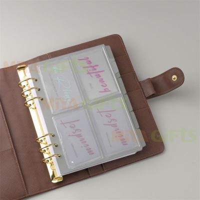 China Printed Custom Shaped Adhesive Clear Mini Rectangle Pocket Planner Business Cards Quotes Card Slot Holder for sale