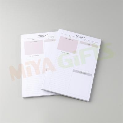 China Self Adhesive Custom Black Printing A5 Tear Off Daily Planning Office Writing Notepads Paper Time Tracker Note Today Pads for sale