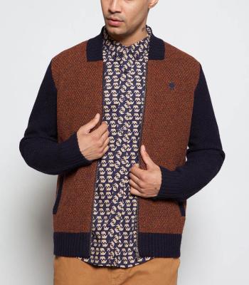 China 80% MEN'S ANTI-PILLING LAMBSWOOL/20% NYLON TEXTURE KNITTED SWEATER (CARDIGAN) for sale