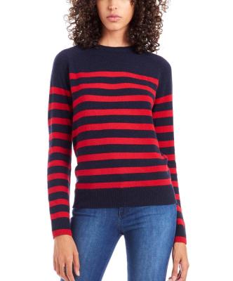 China WOMEN'S 100% CASHMERE KNITTED PULLOVER STRIPED SWEATER anti-shrink for sale