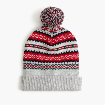 China COMMON BOY 45/19/15/15/6 Lambswool/wool/viscose/polyamide/Alpaca KNITTED HAT (HAT) IN FAIRISLE JACQUARD WITH LINING AND POM POM for sale