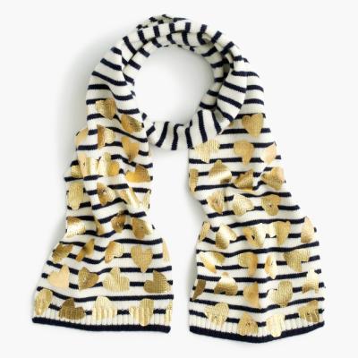 China HEART FOIL PRINT GIRLS 37/33/25/5 tacky/nylon wool/cashmere KNITTED SCARF WITH HEART FOIL PRINT for sale