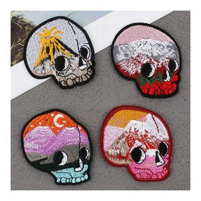 China Custom Made High Quality Handmade Tuba Skull Head Woven Embroidery Patch 3D Garment Horror Logo For Apparel for sale