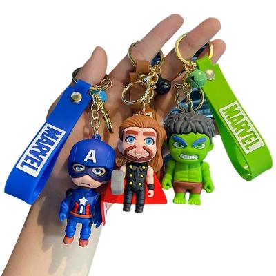 China PVC Cartoon Anime Captain America Avengers Key Bags and Key Chain etc. Silicone Rubber Marvel Cartoon Ring Custom 3D Chain Car 3D for sale