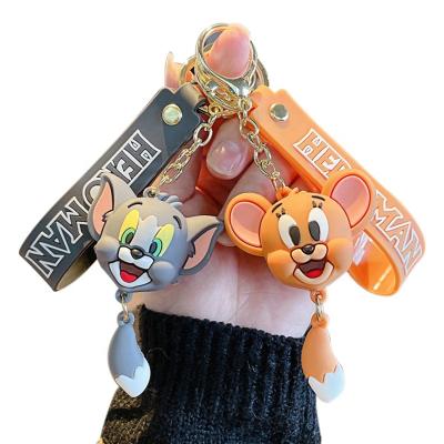 China Cute 3D Cartoon Tom And Jerry Key Ring Key Chains And Bags And Keys Etc. Custom Kawaii Tom And Jerry Anime Car Keychain Pendant PVC Rubber Silicone for sale