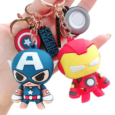 China Custom 3D PVC Silicone Key Ring Key Chain Cartoon Anime Captain America Avengers Marvel Iron Man Superhero Pending Key Chains & Bags car for sale