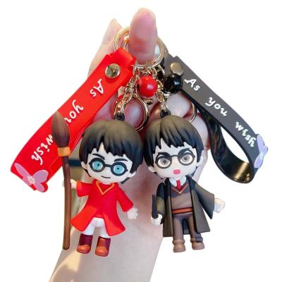 China Custom High Quality Cute Potter Promotion Gifts Cartoon Harry Rubber Keychain 3D Harrys Key Chain School Bag Drags Silicon Key Chain for sale