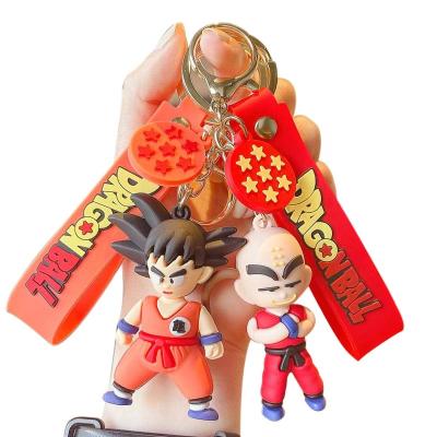 China Custom PVC Goku Side Silicon Key Chain Dragon Ball Z Anime Cartoon Dragon Ball Z Double Pendant 3D Promotion Gifts Monkey Key Chain for sale