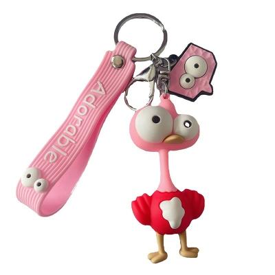 China Creative Funny Promotion Gifts Cartoon Pop Ostrich Eye PVC Key Chain Couples Creative Funny Accessories Bag Silicon Key Chain Pendant for sale