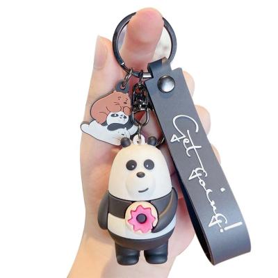 China Promotion Gifts Wholesale Panda Bag Pendant Cute Silicon Keychain Custom 3D Kawaii Panda Keychain Car Key Ring Cartoon Foodie Bear for sale