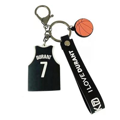 China High Quality Jersey Silicon Key Chain 3D Custom No. 7 Promotion Gifts Hot Selling Cartoon All Type PVC Silicon Key Chain Accessories for sale