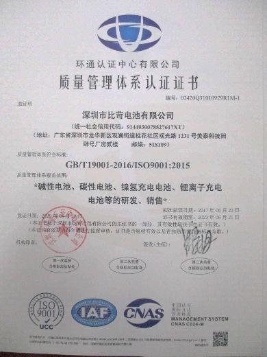 ISO9001 - Shenzhen Pkcell Battery Co., Ltd.