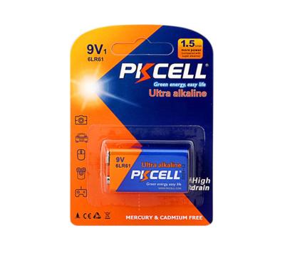 China Toys PKCELL 9V Alkaline Battery 6LR61 For 6f22 Microphones Battery for sale