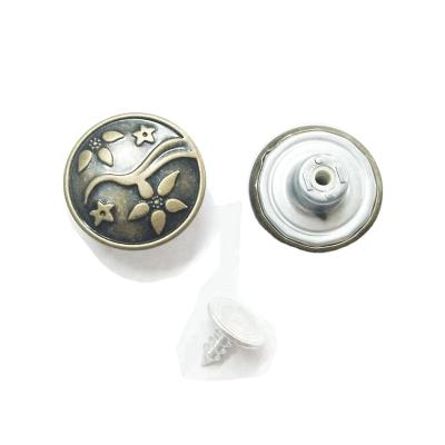 China Durable 18mm Antique Brass Customer Embossed Aluminum Jeans Button for sale