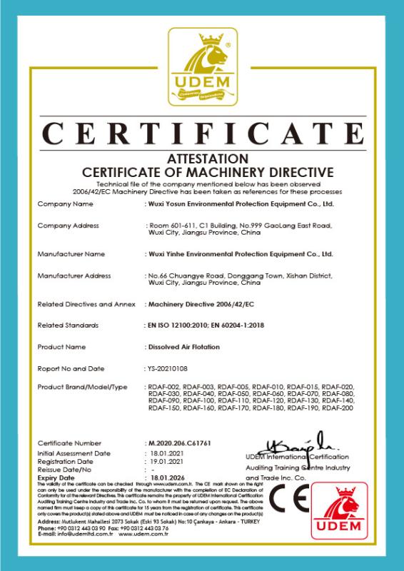 CE - Wuxi Yosun Environmental Protection Equipment Co., Ltd.