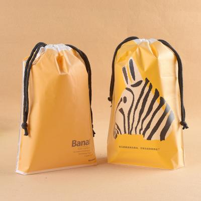 China Custom Wholesale Disposable PE Plastic Shopping Drawstring Bag Waterproof Drawstring Bag With Own Logo for sale