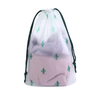 China Recyclable Customized Plastic Clear Frosted Drawstring Bag Eva Drawstring Bag With Holographic Logo for sale