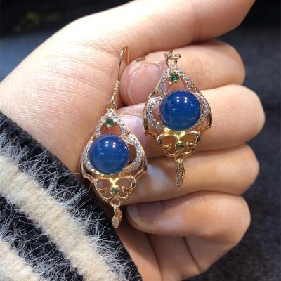 China 3 Piece CLASSIC Gold Goddess Natural Amber Mexican Blue Fashion Jewelry Sets With Zircon for sale