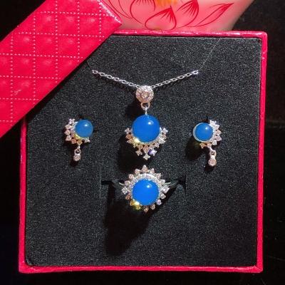 China D&Y Sun CLASSIC Natural Amber Mexican Blue 3 Piece Fashion Jewelry Sets With Zircon for sale