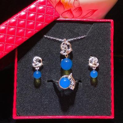 China D&Y CLASSIC Natural Amber Mexican Blue 3 Piece Fashion Jewelry Sets With Zircon for sale