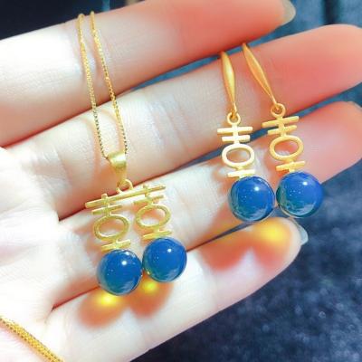 China CLASSIC Luxury Precious Natural Amber Earring Jewelry Set Necklace s925 Pendant Jewelry Set for sale