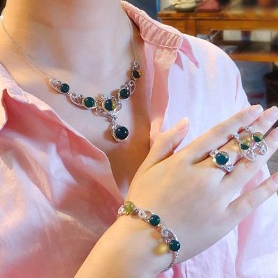 China D&Y CLASSIC Cherry Blossoms Wholesale Natural Jewelry Set Amber 3 Piece Jewellry Set Fashion Mexican Blue Jewelry Set With Zircon for sale