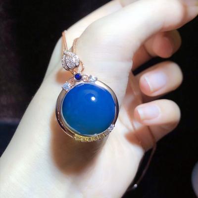 China D&Y 925 Noble Beads Romantic Mexican Blue Natural Amber Jewelry Customized Gemstone Necklace With White Ziron for sale