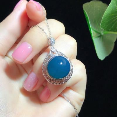 China D&Y Romantic French Hollow Amber Beads S925 Jewelry Customized Drop Crystal Pendant Sterling Silver Necklaces for sale