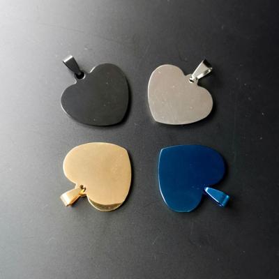 China Jewelry Making Jewelry Accessories DIY Supplies Titanium Steel Heart Mirror Laser Engraved Text LOGO Nameplate for sale