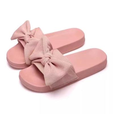 China Cushioning 2022 European style new elegant fashion typical bow tie leisure and soft slip on ladies slides slippers for sale