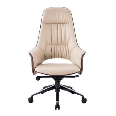 China Real Aluminum Leg Home Office Chair Leather Swivel Lounge Office Rotation Chair for sale