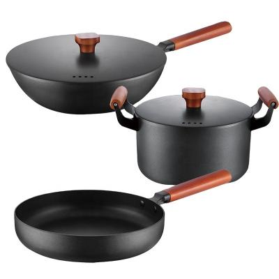 China Factory Price Sustainable Home Kitchen Cooking Enamel Cast Iron Pots Cookware Set for sale