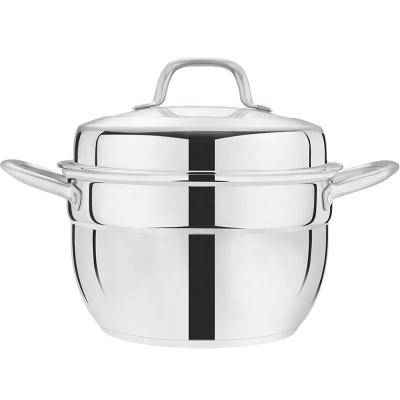 China Sustainable 26cm Stainless Steel Steamer Pot Food Steamer With Basket Cooking Soup Pot for sale