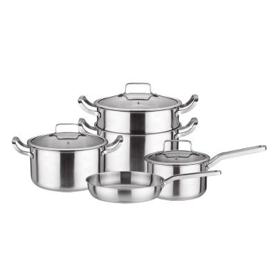 China Sustainable Stainless Steel Cooking Set Cooking Pot Set Stainless Steel Cookware for sale