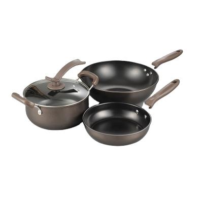 China Factory direct supply 3PCS pots and pans viable set pan stick non stick cooking cookware for sale