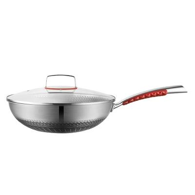 China Sustainable Stainless Steel Woks Non Stick Chinese Wok Pan Pan Wok 32cm for sale