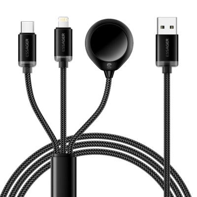 China TPE USB A To USB C + L + Watch Cable 3 In 1 Charging Cable 3A ES-X60 Series for sale