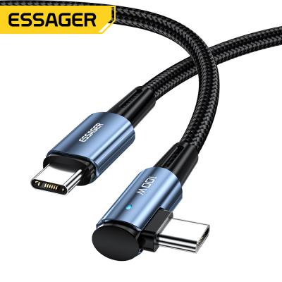 China Sunset Bend L Type PD USB C To C Charging Cable Black Blue Color 5A 100W 60W for sale