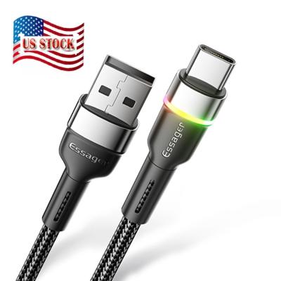 China Color Indicator LED Light USB A To C Cable Fast Charging 3A USA Stock for sale