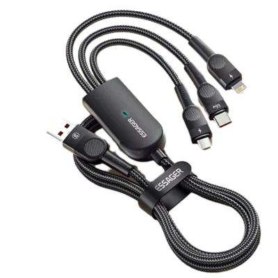 China Swift Micro Tipo C Puerto múltiple 3 en 1 USB Cable de carga rápida de nylon trenzado en venta