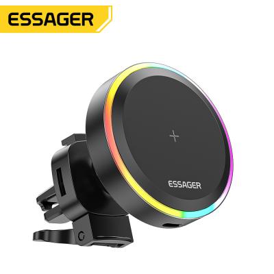 Cina Essager 2022 Ferris Wheel 15W Ricarica wireless RGB Ambient Light 360 Rotational Car Charger Holder per auto in vendita