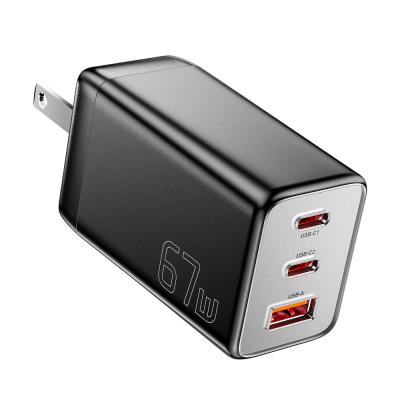 China Telefone celular 3 portas GaN carregador rápido USB C para USB C 67W ESSAGER G671A2CU1 série à venda