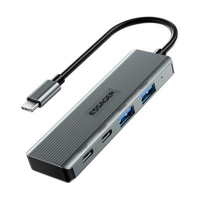 China Aliuminium Alloy 4 Ports USB Hub Laptop Type C USB Dock With OTP Protection for sale