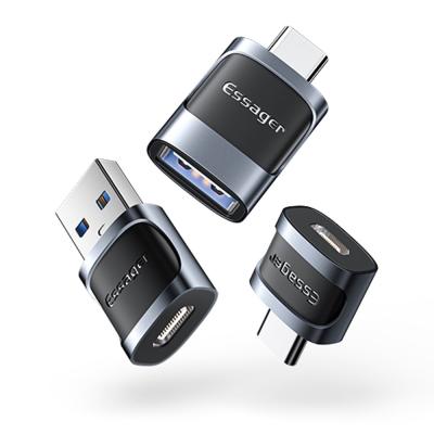 China Essager 2022 Xuankong Small 3A Fast Charging USB Female to Type-C Male OTG Adapter USB 3.0 Adaptor for Multiple Devices for sale