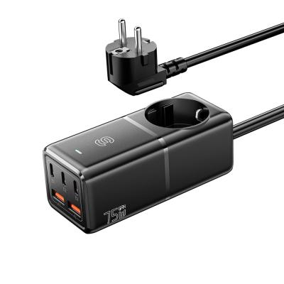 中国 USB A USB C GaN 充電器 パワーストリップ WL-Gan75-EUシリーズ EUプラグ付き 販売のため