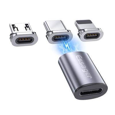 China Essager 2022 Mini Magnético Tipo C Feminino para Micro USB Tipo C Adaptador de Transmissão de Dados de Carregamento Rápido Adaptador OTG à venda