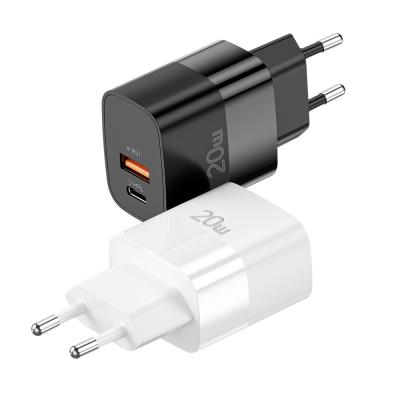 China Essager 2021 PD+QC USB Charger 20W Type C Dual Ports USB Wall Charger ((Productie stop) Te koop