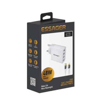 China Essager 2021 Earl 48W USB Type C 4 Ports 18W 48W Fast Charging Pd Wall Charger For Mobile Phone With Cable for sale