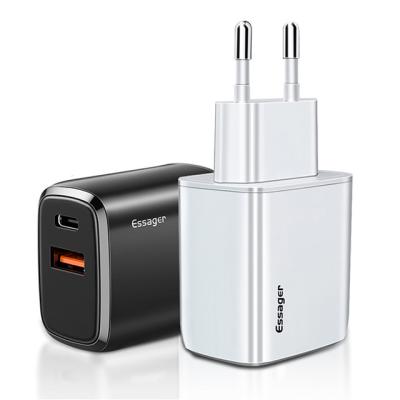 China Essager 2021 YuRoom PD QC 20W Carregadores Móveis USB Tipo C Carregador Cable USB 100-240V PD Wall Charger à venda