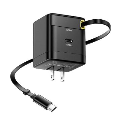 China ESSAGER G652CU Serie 65W Cable USB-C incorporado GaN Cargador USB-C en venta